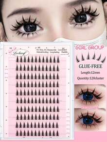 Lvcheryl 60/80/120 片女团免胶假睫毛 - 超薄自粘睫毛，C型卷翘，无需胶水，打造日常及特殊场合的自然妆效，新手友好型DIY睫毛，无损佩戴，持久定型，适合派对、拍照、戏剧等场合 - 易于佩戴，质地柔软，假睫毛，睫毛，簇状假睫毛，化妆 - 黑色 - 查看 7