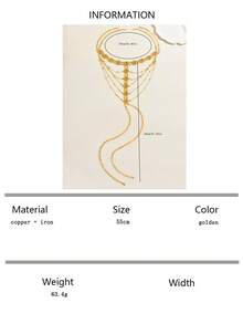 1pc Vintage Hollow Carved Metal Disc Long Chain Headpiece, Women Wedding/Formal Event Accessory