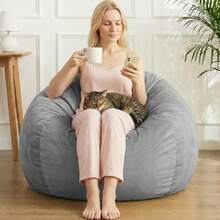 Stuffed Animal Storage Bean Bag Chair Cover For Adults No Filler Soft Comfy Velvet Beanbag Chair Cover Machine Washable Adults Bean Bag Chair With Handle For Living Room Bedroom Dark Gray#Xianjia 2026 - 深灰色 - 查看 9