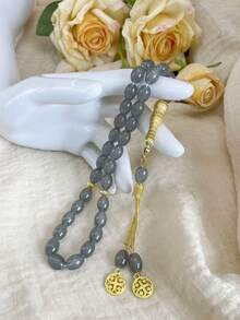 1pc 33pcs Oval Glass Bead Bracelet, Classic & Elegant, Suitable For Men's Daily Wear, TASBIH