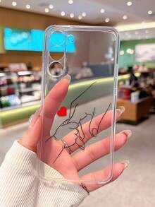 Holding Hands Heart Perforated Transparent Painted Phone Case Compatible With IPhone - Multicolor - View 4