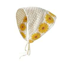 Crochet Bandana Head Kerchief Knitted Hair Scarf Boho Vintage Headbands Triangle Hair Tie Handmade Floral Hair Headwrap - Style27 - 查看 1