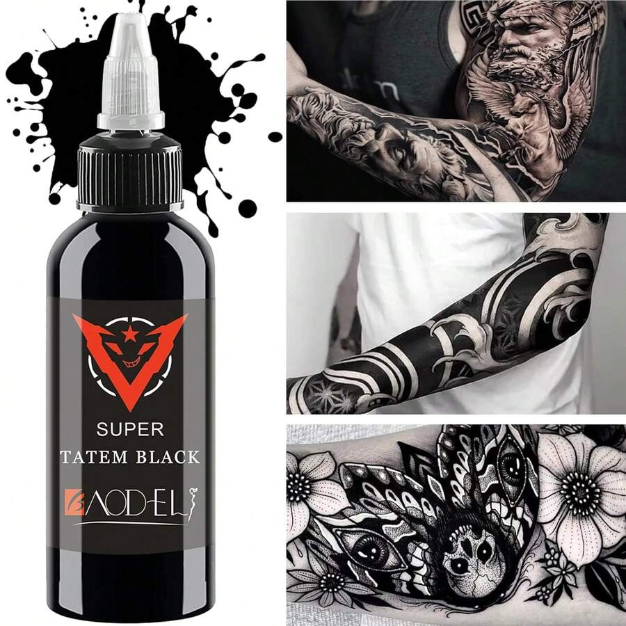 1oz (120ml) Black Tattoo Ink, Gentle Standard Tattoo Ink, Pure Black - Black - View 1