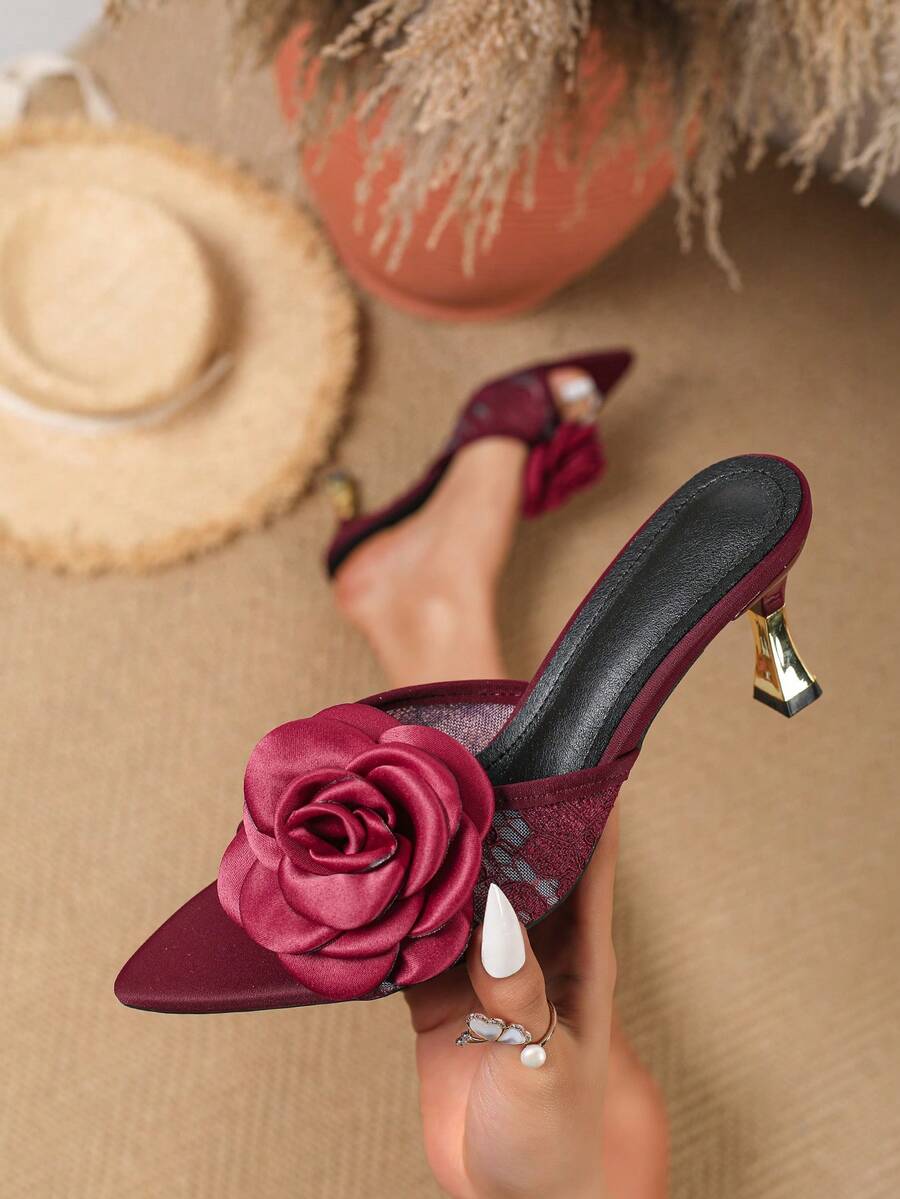 Giày sandal cao gót thời trang nữ gợi cảm với khóa kim loại hình hoa hồng, mũi nhọn, thoải mái, dễ xỏ, cao cấp, đa năng và thanh lịch, phù hợp cho các buổi tụ họp ngoài trời, tiệc chiêu đãi và các bữa tiệc.