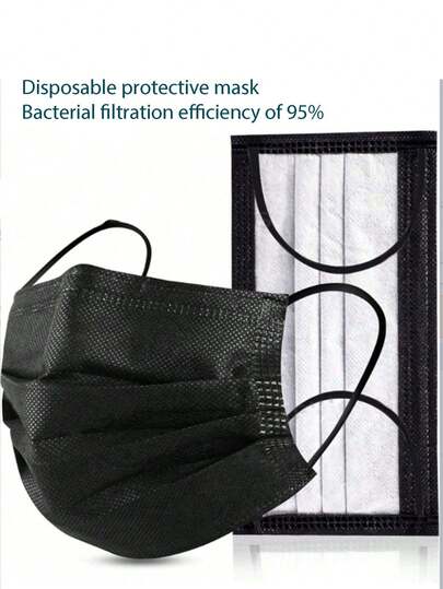 Mask, Disposable Non-Woven Flat Mask, Daily Dust-Proof, Breathable And Comfortable, Ear Hanging Safety, Suitable For Outdoor Travel, Gatherings And Offices, High-Quality Melt Blown Fabric, Bacterial Filtration Rate Of 95%