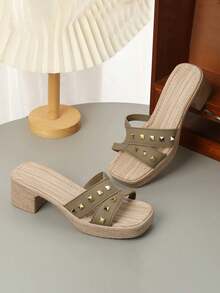 Summer New Fashion Versatile Comfortable Thick Heel Non-Slip Teenage Girls Sandals - Green - View 2