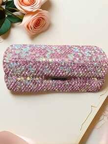 Luxury Crystal Lipstick Case With Rhinestones, Lipstick Holder With Cover, Portable Travel Size Single Lipstick Container - Multicolor - View 2