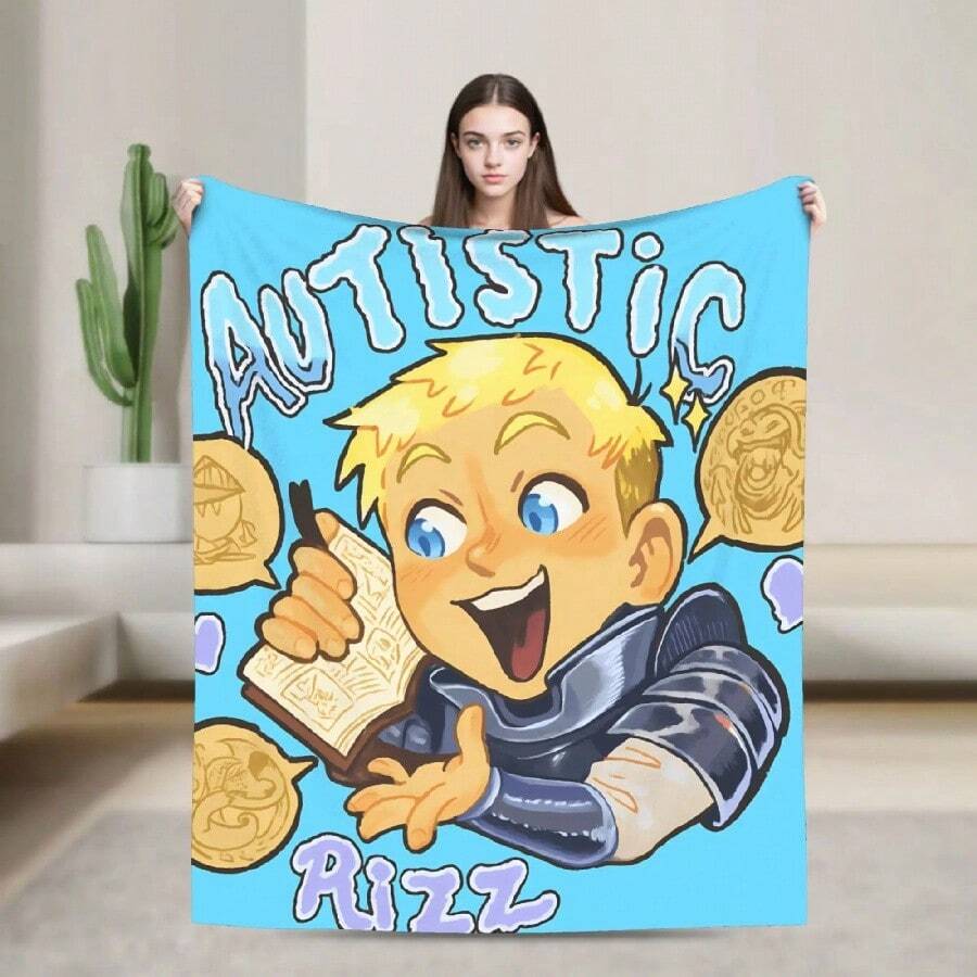 Dungeon Meshi Anime Marcille Laios  Blanket Quality Warm Soft  Throw Blanket Autumn S Outdoor Funny Bedspread(7).Jpg - 白色 - 查看 1