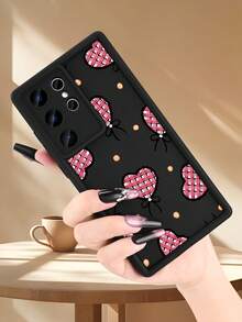 1pc Pink Plaid Heart Pattern Phone Case Modern Minimalist Design Cute Aesthetic Style For Back To School Gift Valentine Birthday  Compatible With Samsung Galaxy S26Ultra S26Plus S26 S25 S24FE S24 S23 S22 S21FE S21Ultra Plus Note20 Note20Ultra A13 A14 A15 A16 A17 A33 A34 A35 A36 A52 A53 A54 Case - 酒紅色 - 查看 5