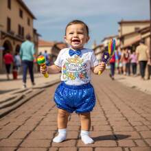 Kit Body Personalizado Carnaval Bebê – Fantasia Infantil com Nome - Azul - Visão 2
