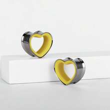 2pcs Stainless Steel Dual-Tone Heart Shaped Ear Gauges, Suitable For Various Ear Types, Ear Piercing Jewelry, Earrings, New Low Allergy Accessories, Gift For Women - Heart - View 85