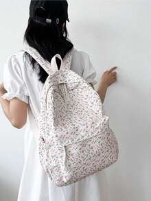 Versatile Minimalist Ditsy Floral Print Backpack - Multicolor - View 4