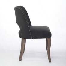 Set Of 2 Wooden Dining Chairs, Modern Fabric-Upholstered Kitchen Chairs, Country Style, Black, DE1870BK - Black - View 7