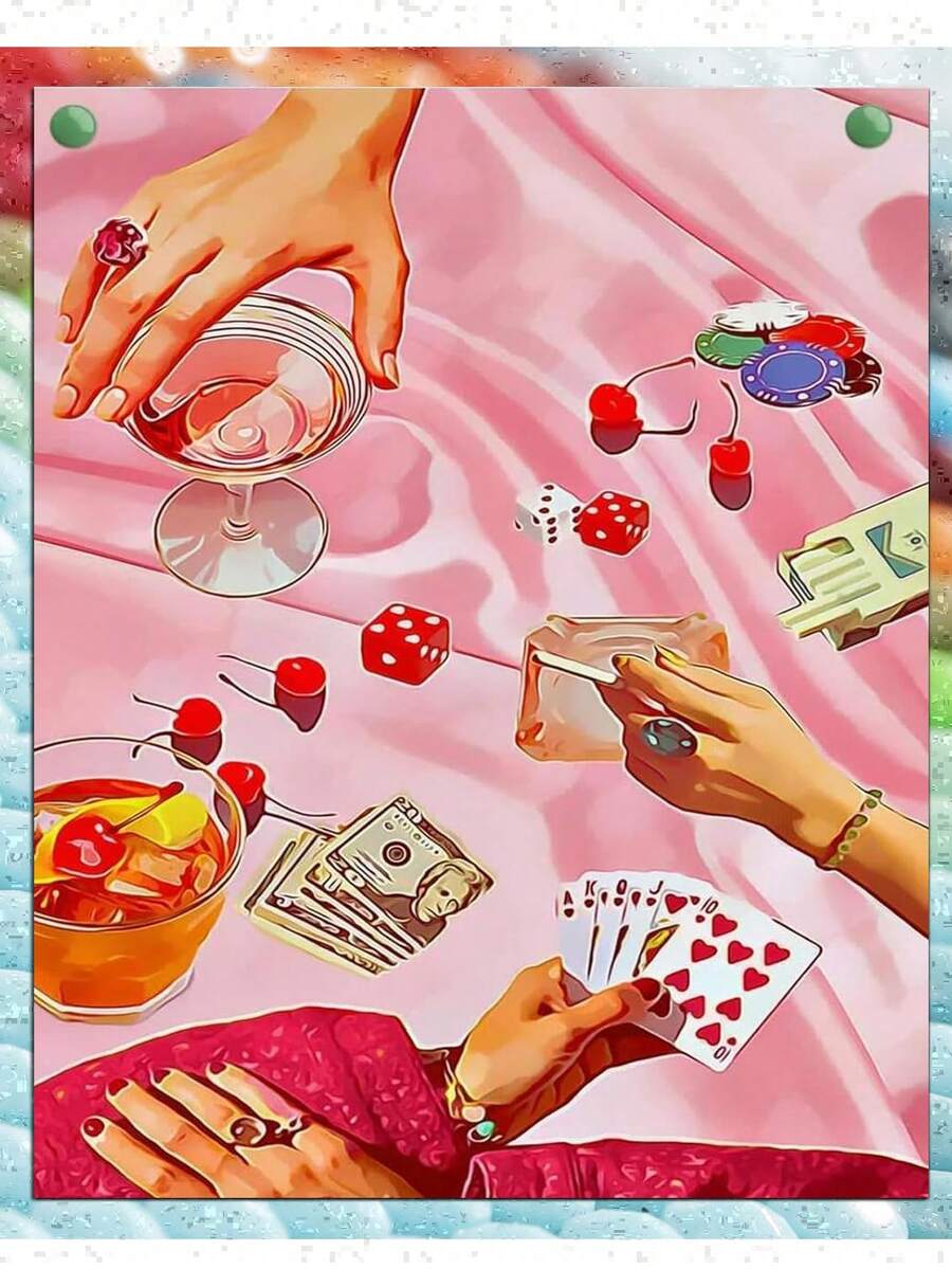 Pink Diamond Art Kits For Adults Beginner,DIY Modern Diamond Painting 5D Round Full Drill Diamond Dots Gem Art Crafts With Tools,Funny Crafts For Home Wall Decor&Gift- - Multicolor - View 1