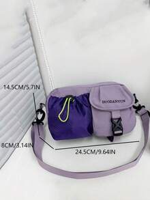 返校季韩版波点小众设计撞色手提包，适合大学生，单肩包、斜挎包皆可，高端波点帆布包，校园包 - 紫色 - 查看 5