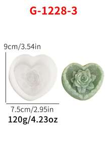 1个心形玫瑰系列蜡烛硅胶模具 - 白色 - 查看 6