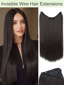 Tóc nối bằng dây thép trong suốt 22 inch, vòng cài tóc trong suốt, có thể điều chỉnh kích thước, kẹp an toàn có thể tháo rời, tóc nối thẳng trong suốt dành cho nữ. - Nhiều màu - Xem 13