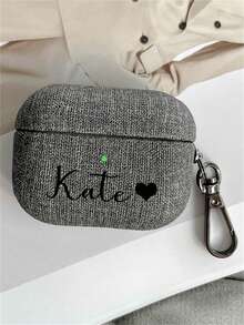 [Customized]Personalized Name Letters Customize Earphone DIY Case For Airpods 1 2 3 4 Pro 2 Pro 3 Luxury Retro Denim Fabric Pattern With Keychain Cover