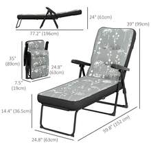 Outsunny Outdoor Lounge Chair With Padded Cushion, Folding Reclining Patio Garden Chair With Recline Back, Footrest, For Poolside, Patio, Grey - Grey - View 6