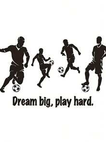 1 件装时尚运动主题足球男孩剪影墙贴，半哑光表面，自粘 PVC 足球运动员剪影贴纸，适用于装饰客厅、卧室、走廊，采用乙烯基材料制成