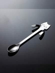 Stainless Steel Mini Cute Cat Shaped Mixing Spoon, Suitable For Stirring Desserts, Beverages And Milkshakes, Hanging Coffee Spoon (Multiple Colors Available) - Multicolor - View 10