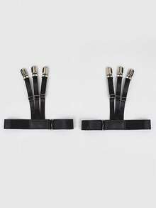 男士衬衫吊袜带（1件/2件装） - 可调节弹力袜式吊带，带防滑夹 - 军装风格 - 均码 - 采用耐用涤纶面料制成（购买1双，请订购2件） - 不锈钢扣 - 适合正装衬衫和正式场合，可调节的衬衫下摆夹和防滑锁扣，可作为男士时尚配饰，塞入裤腰