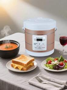 12V/24V迷你车载电饭煲，1.6L车载卡车电动汤粥机，食物蒸笼，保温器，快速加热便当盒 - 金色 - 查看 7