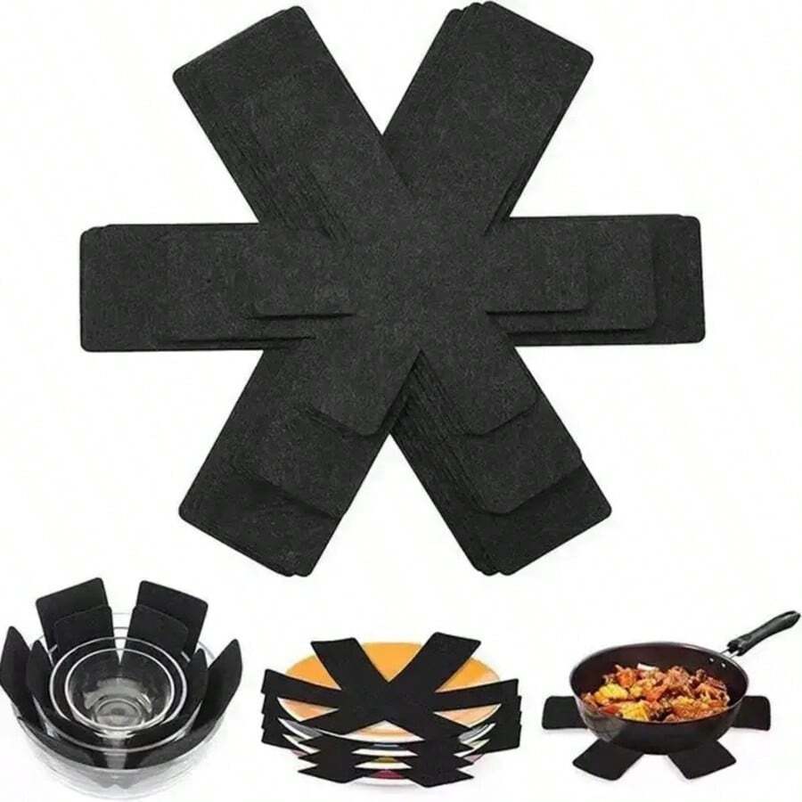 6pcs/3pcs/9pcs/12pcs Pot Holders, Modern Non-Woven Fabric Kitchen Pot Holders Felt Pot Pads, Mother's Day, Halloween, Christmas Kitchen Supplies - Black - View 1