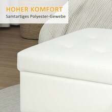 Upholstered Stool With Storage Space, Wooden Legs, Soft Fabric Cover, Cream White - Beige - View 6