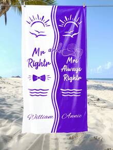 情侣定制沙滩巾，图案相配；情人节个性化浴巾；成人泳池毛巾；度假礼物；沙滩巾；结婚纪念礼物；情人节礼物；生日礼物；送给朋友/情侣/家人/宠物；成人泳池毛巾；度假礼物；沙滩巾 - 彩色 - 查看 3