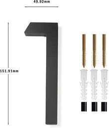Numeros para Casa Exterior de 15,24 cm 6 inches, 3D Acrílic Números Residenciales, con Kit de Uñas, Fácil de instalar, Para Interior, Casa, Departamentos, Oficinas, Negro - Negro-1 - Ver 2