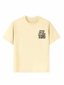 Young Girl Casual Graphic Print Crew Neck Short Sleeve T-Shirt, Summer Top - Apricot - View 7