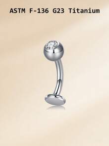 G23 Titanium Flat Navel Ring, Internal Threaded CZ Curved Barbell Navel Ring, Navel Piercing Barbell Body Jewelry, 14g Long Navel Piercing Jewelry, 8/10/12/14mm Navel Rings - Silver - View 13