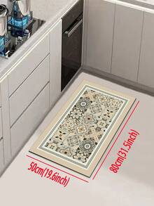 1pc Simple Style Silicone Kitchen Mat With Light-Colored Block Print Design, Soft Luxury Anti-Fatigue Kitchen Carpet With Cushioning, Water-Absorbent, Quick-Drying And Non-Slip Properties, Suitable For Kitchen, Bathroom, Entryway, Laundry Room, Etc. ,Room Decor - Multicolor - View 12