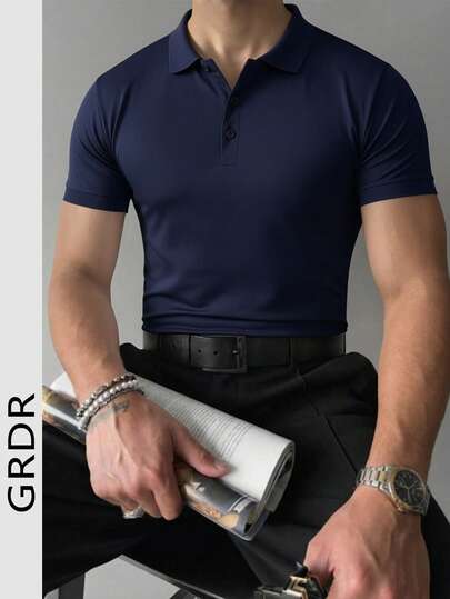 GRDR 1 pieza Camisa tipo polo de negocios para hombre - Adecuada para el atuendo laboral