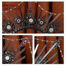 Sunburst Goddess HA 11LO Crown - Sun Flower Headpiece Virgin Mary Goddess Headband For Women Renaissance Costmue - 黑紅配流蘇 - 查看 5