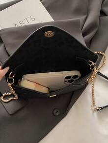 2026春季新款豹纹复古优雅休闲单肩斜挎信封方包女包 - 黑色 - 查看 10