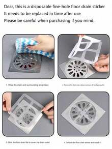 80pcs Shower And Bathtub Hair Catcher Filters - Easy To Use Drain Filter Stickers, Disposable Drain Covers For Shower, Sink, And Laundry Room, Easy To Stick, Anti-Hair Drain Covers, Disposable Drain Filters, Bathroom Hair Catchers, Drain Covers, Kitchen Sink Filters, Disposable Shower Hair Collectors, Drain Filter Stickers, Bathroom Bathtub Hair Filters - Multicolor - View 3