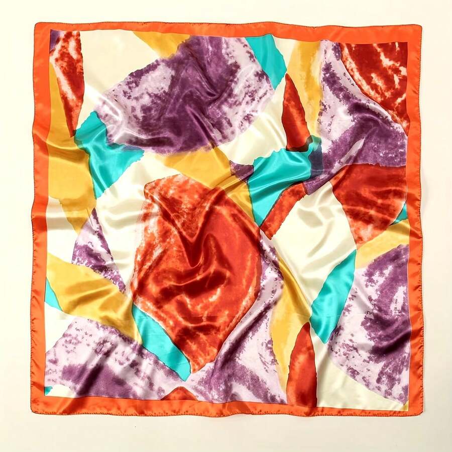 Lenço Feminino 90x90 Aquarela | Toque Acetinado | Estampa Elegante e Versátil