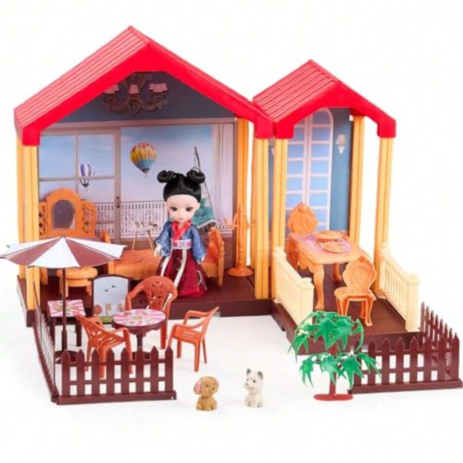 Casas De Muñecas Juguetes para Niñas Dollhouse Accesorios para Muñecas Juegos de rol Gatitos y Perritos con jardín Niñas Regalos con Tocador DIY*Muñecas de caja ciega - Muñecas enviadas al azar - 223219791 - Ver 1