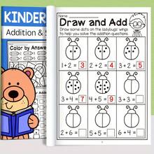 32 Pages 0-10 Addition And Subtraction Math Practice, Pre-School Education, 1st Grade Elementary Students, Kindergarten Workbook Mental Arithmetic Exercise Book With Illustrated Problems And Calculations - Multicolor - View 4