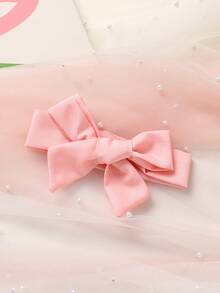 2pcs/Set Soft & Comfortable Casual Elegant Baby Girl Outfit, Cute Crown & Letter Pattern, Bow Decor, Ruffle Mesh Princess Romper Dress & Headband Set, Suitable For Party, Vacation, Photography And Daily Wear - Multicolor - View 9