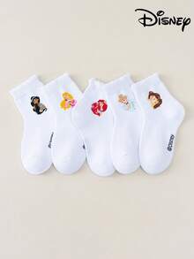 Disney 1/5 Đôi tất bé gái mùa xuân/hè dễ thương họa tiết hoa nhún bèo, thoáng khí và thoải mái, thích hợp mặc hàng ngày, ngày Valentine, ngày Quốc tế Phụ nữ. Tất trẻ em họa tiết nhân vật hoạt hình, tất mỏng thân thiện với da dành cho bé gái. - màu đen - Xem 3
