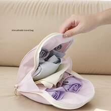 1 Stück 3-in-1 Aufbewahrungstasche, geeignet zum Aufbewahren von Unterwäsche, Socken und Höschen, unverzichtbar für Geschäftsreisen. Diese tragbare Kleidertasche hat einen Reißverschluss, praktisch und bequem zum Aufbewahren von BHs, Unterwäsche und mehr. Reisenotwendige Tasche - Verschiedenfarbig - Übersicht 4