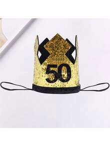 Graduation Party Crown Hat, Gold 20th Birthday Hat, 30/40/50/60/70 Years Old Birthday Celebration Party Crown Hat, Retirement Party Crown Birthday Hat, Birthday Party Hat - Gold - View 7