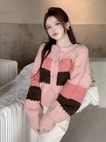 Women Lightweight Cardigans - Pink - View 3