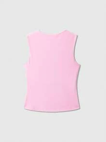 Elegant Solid Color Draped Camisole Top, Summer Casual Pink - Pink - View 2