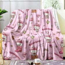 1pc Sanrio Cartoon Cute Hello Kitty Pattern Nap Blanket, Soft & Warm Blanket For Leisure, Camping, Travel, Versatile Use In Office, Living Room, Bedroom - Multicolor - View 4