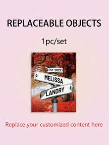 1pc Customized Canvas Wall Art - Romantic Intersection Street Sign & Autumn Tree Pattern - Anniversary, Couple Themed Decor Painting - Perfect Gift For Her - Pine Wood Frame, Indoor Use, Wedding Canvas Art | Love Theme Artwork | Canvas Print - Multicolor - View 7