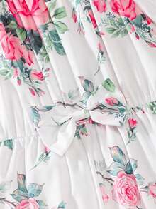 Bộ áo liền quần in hoa cho bé gái, thời trang mùa hè. - Nhiều màu - Xem 8